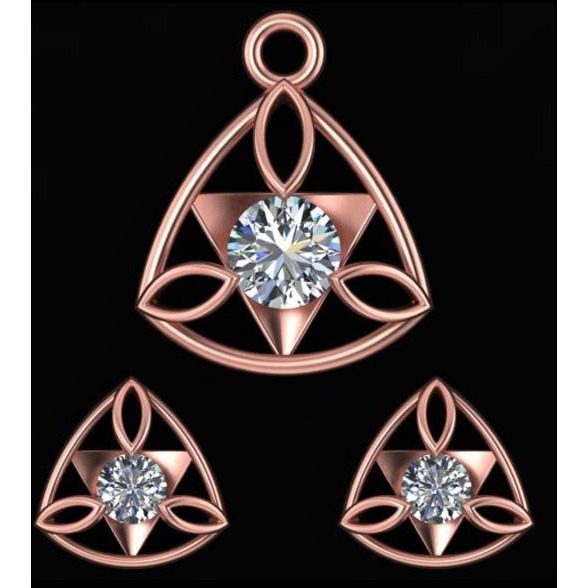 18kt rose gold soliter pendant set