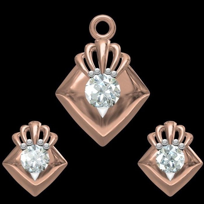 18kt rose gold soliter pendant set