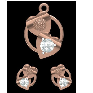 18kt rose gold soliter pendant set
