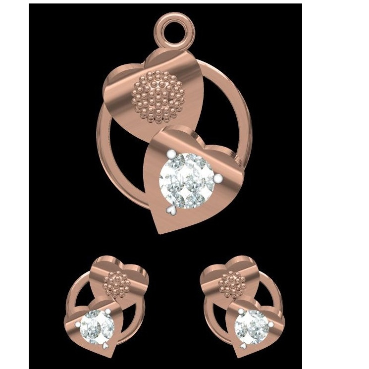 18kt rose gold soliter pendant set