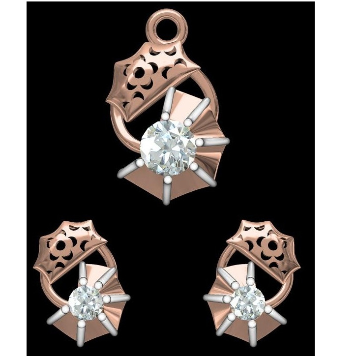 18kt rose gold soliter diamond pendant set