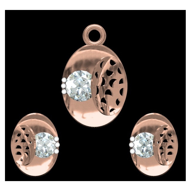 18kt rose gold soliter pendant set