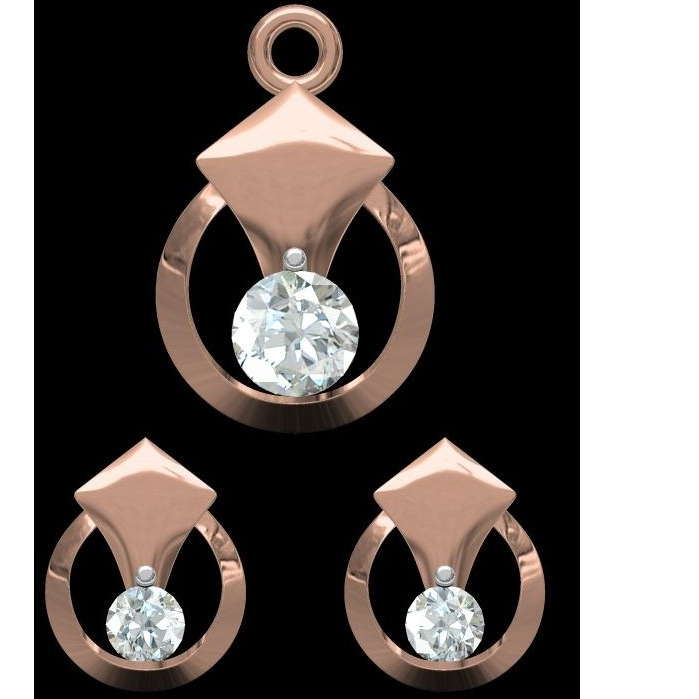 18kt rose gold soliter diamond pendant set