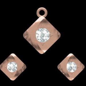 18kt rose gold soliter pendant set