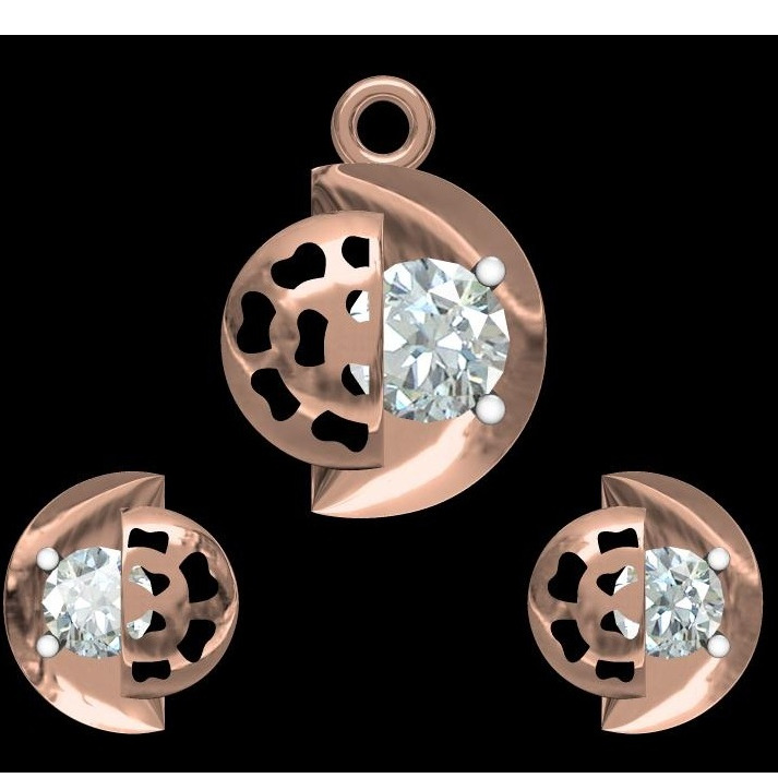18kt rose gold soliter diamond pendant set