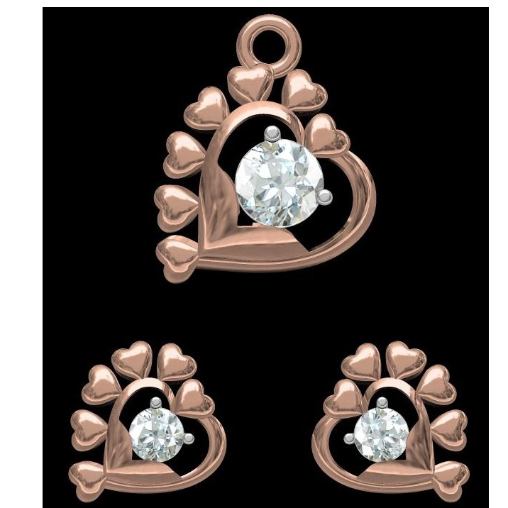 18kt rose gold soliter diamond pendant set