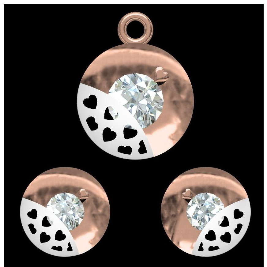 18kt cz rose gold soliter diamond pendant set