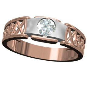 18kt cz rose gold solitare gents ring