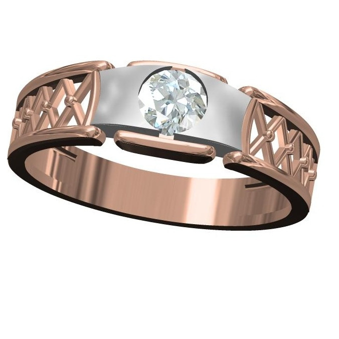18kt cz rose gold solitare gents ring
