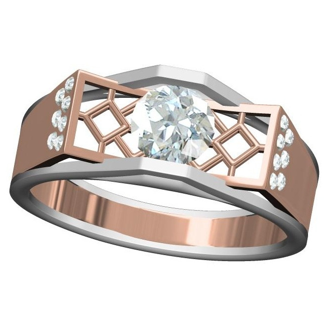 18kt cz rose gold solitaire diamond gents ring