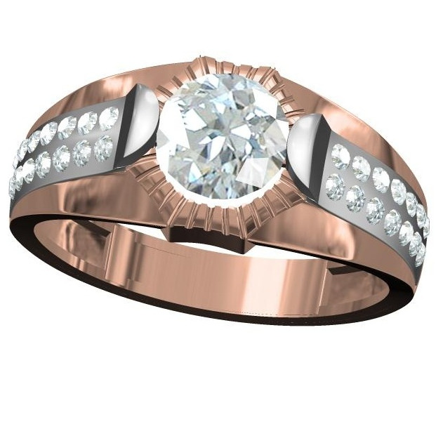 18kt cz rose gold solitaire diamond gents ring