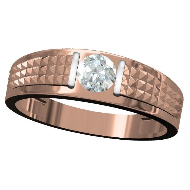 18kt cz rose gold solitaire gents ring