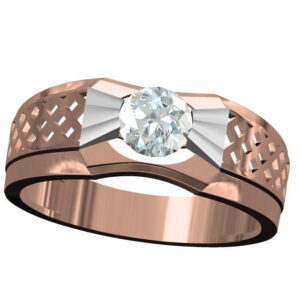 18kt cz rose gold solitaire diamond gents ring