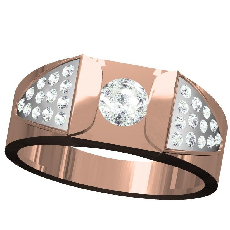 18kt cz rose gold solitaire diamond gents ring