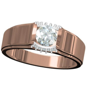 18kt cz rose gold solitaire diamond gents ring