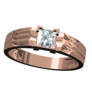 18kt cz rose gold solitaire gents ring