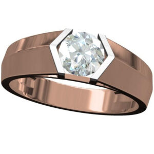 18kt cz rose gold solitaire diamond gents ring