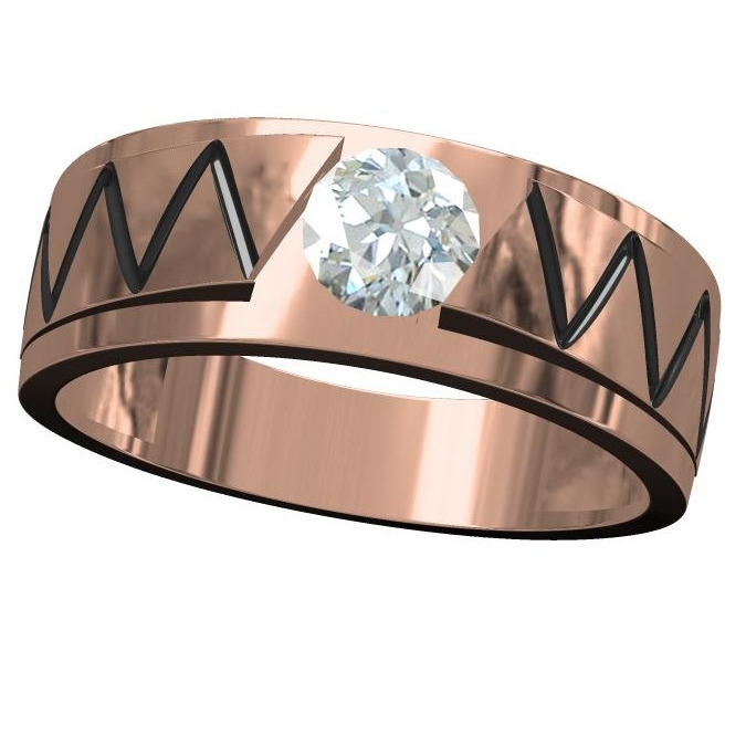 18kt cz rose gold solitaire gents ring