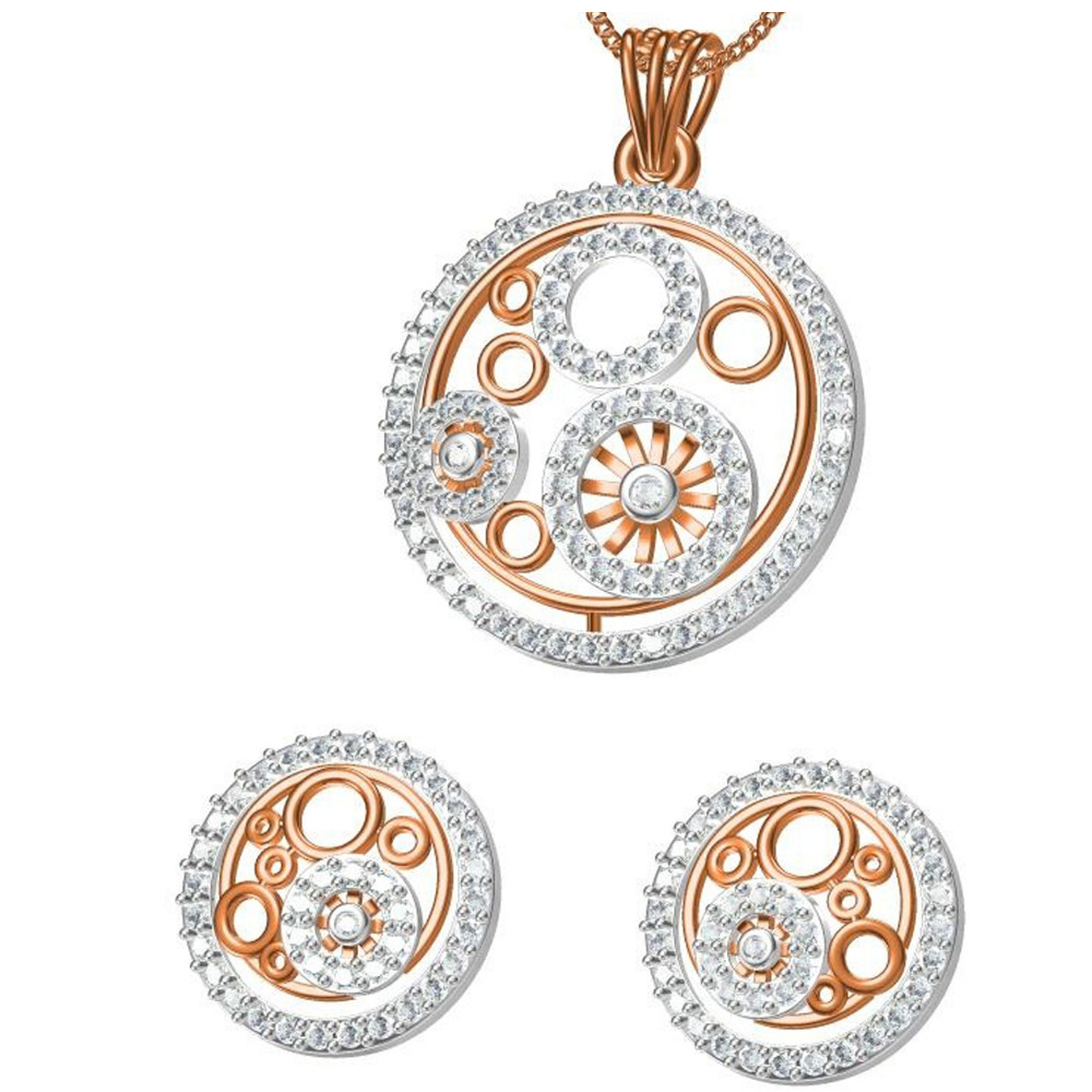 18kt cz rose gold pendant set