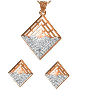 18kt cz rose gold diamond pendant set