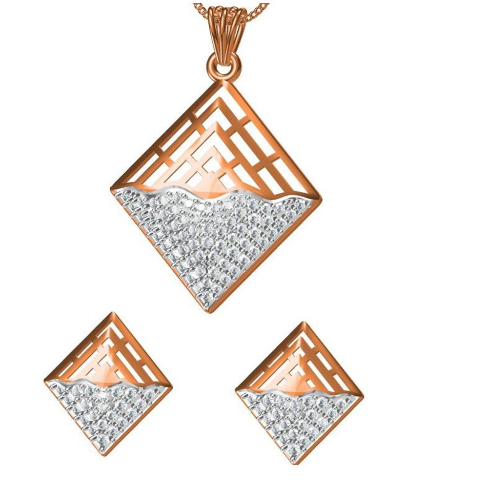 18kt cz rose gold diamond pendant set