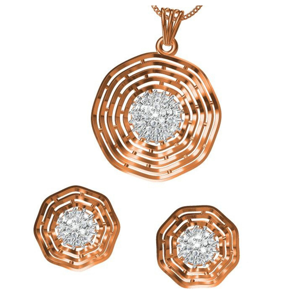 18kt cz rose gold pendant set