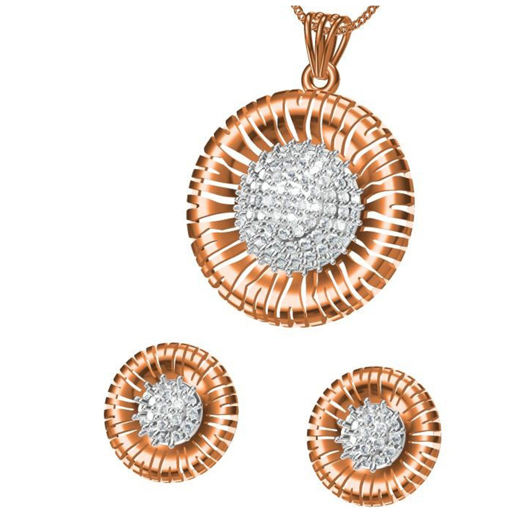 18kt cz rose gold diamond pendant set