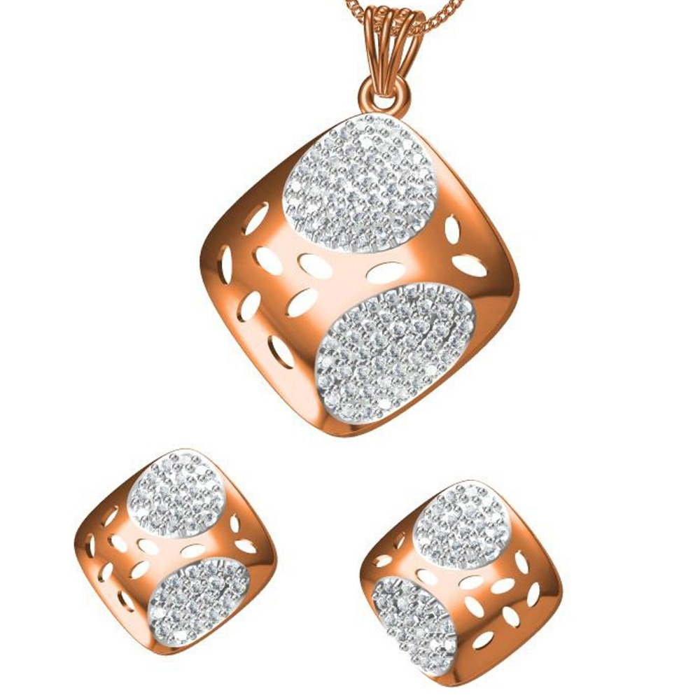 18kt cz rose gold pendant set