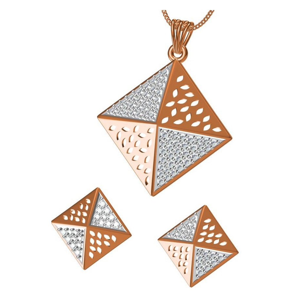 18kt cz rose gold diamond pendant set