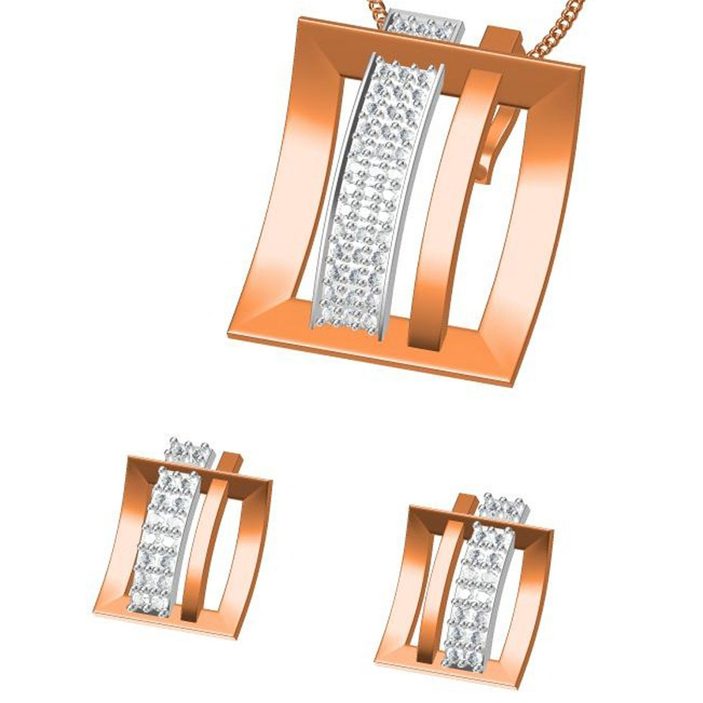 18kt cz rose gold pendant set