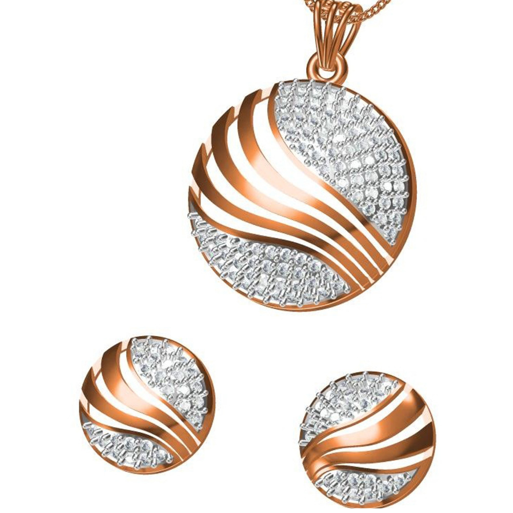 18kt cz rose gold diamond pendant set