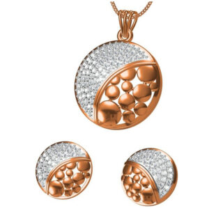18kt cz rose gold pendant set