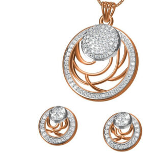 18kt cz rose gold diamond pendant set