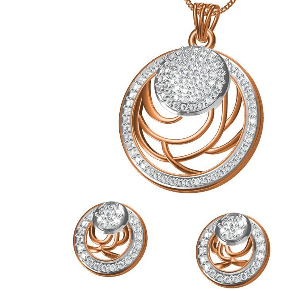 18kt cz rose gold diamond pendant set