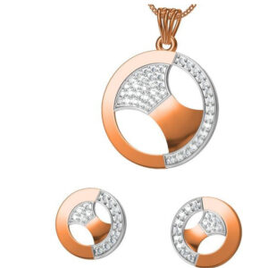 18kt cz rose gold pendant set