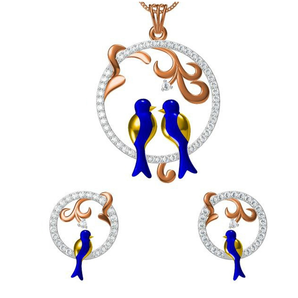 18kt cz rose gold pendant set