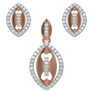 18kt cz rose gold diamond pendant set