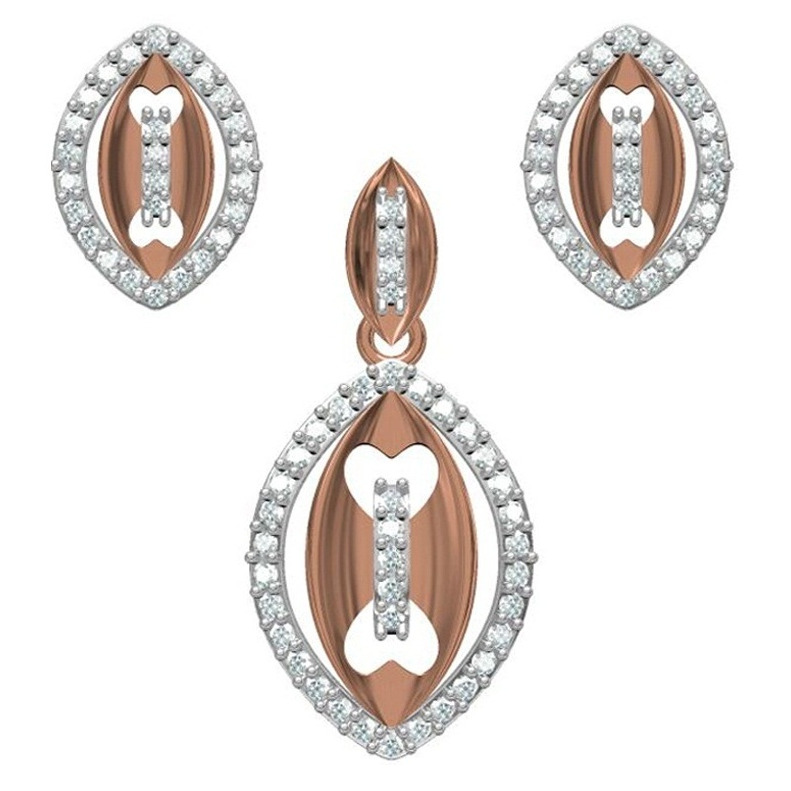 18kt cz rose gold diamond pendant set