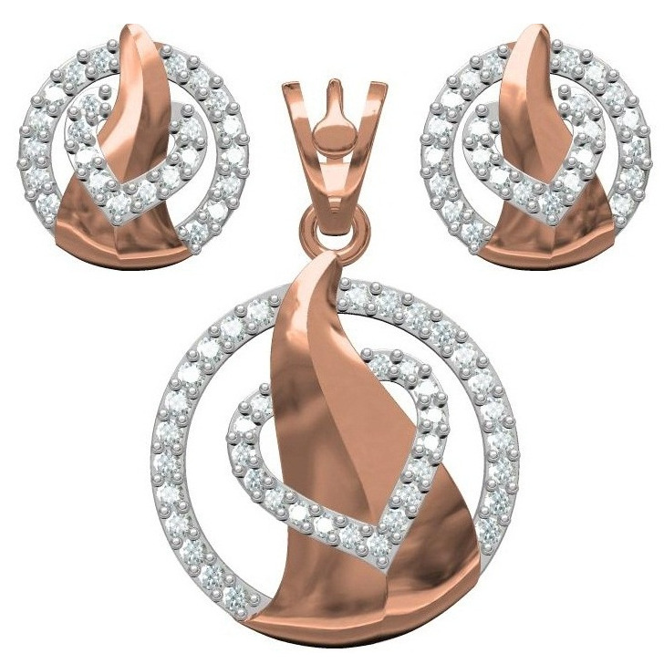 18kt cz rose gold pendant set