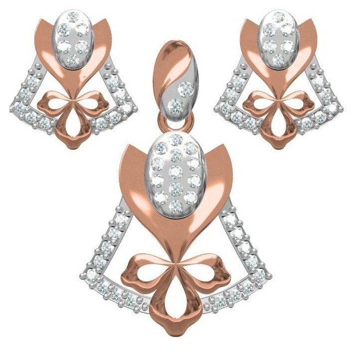 18kt cz rose gold diamond pendant set