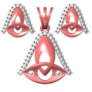18kt cz rose gold pendant set