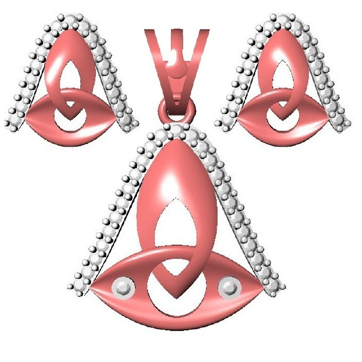 18kt cz rose gold pendant set