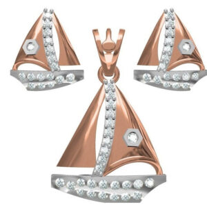 18kt cz rose gold pendant set