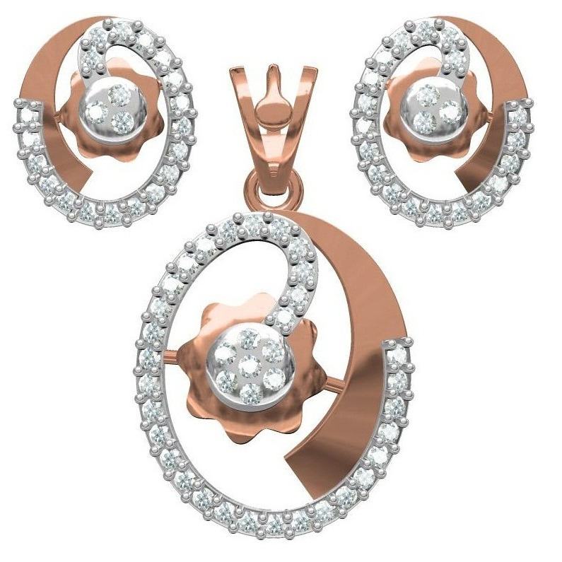 18kt cz rose gold diamond pendant set