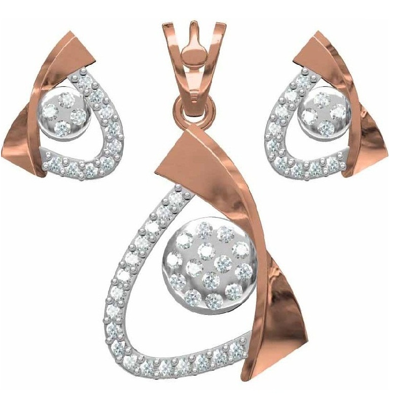 18kt cz rose gold pendant set