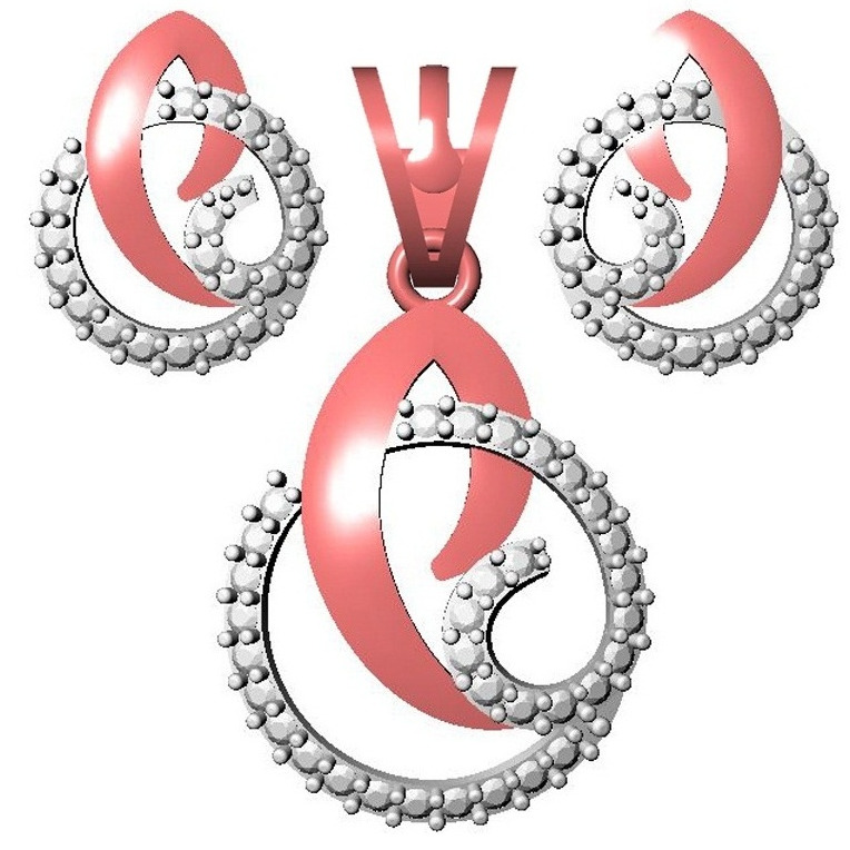 18kt cz rose gold pendant set