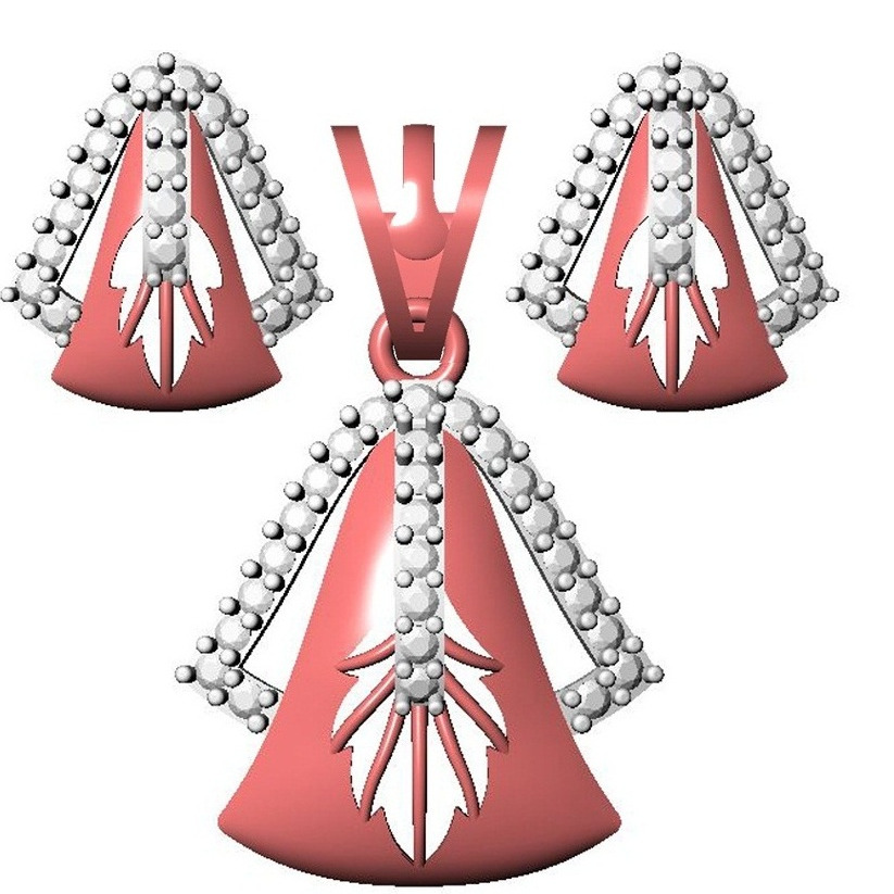 18kt cz rose gold diamond pendant set