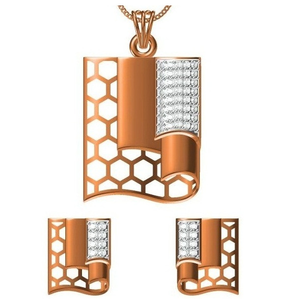 18kt cz rose gold diamond pendant set
