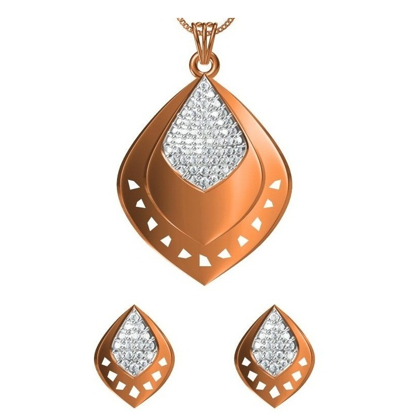 18kt cz rose gold pendant set