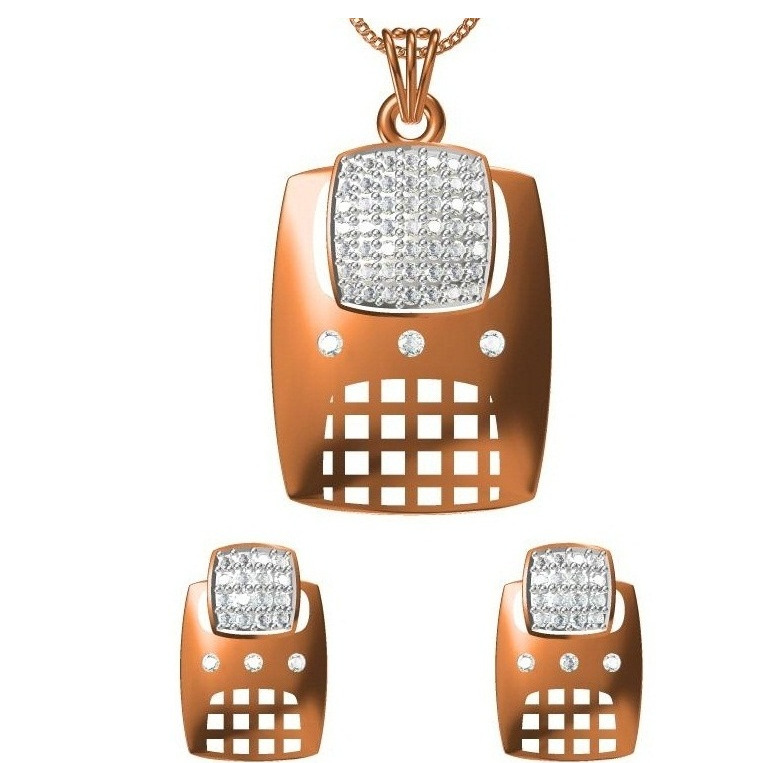18kt cz rose gold pendant set